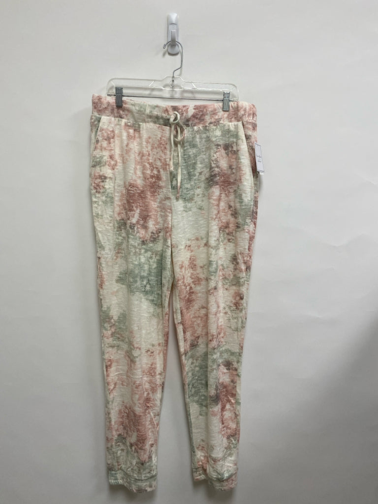 NWT love FIRE Size XL Cream/Coral Olive Green Knit Ladies Pajama Pant