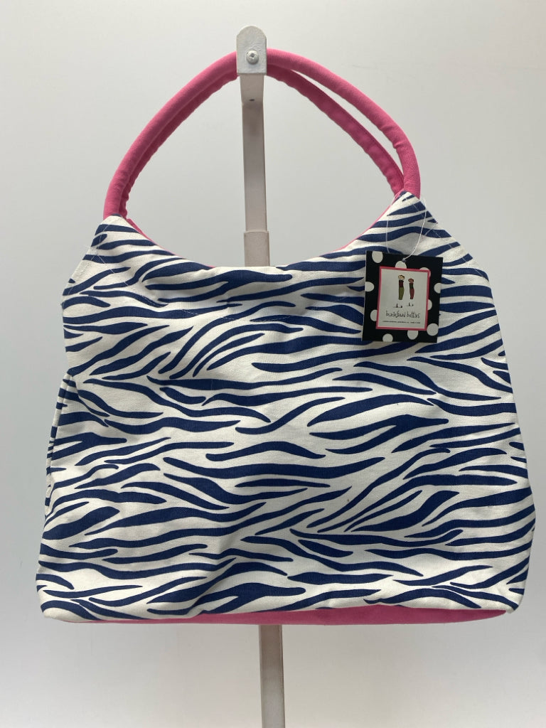 NWT Buckhead Betties Blue/White Pink Trimmed Animal Print Tote Bag