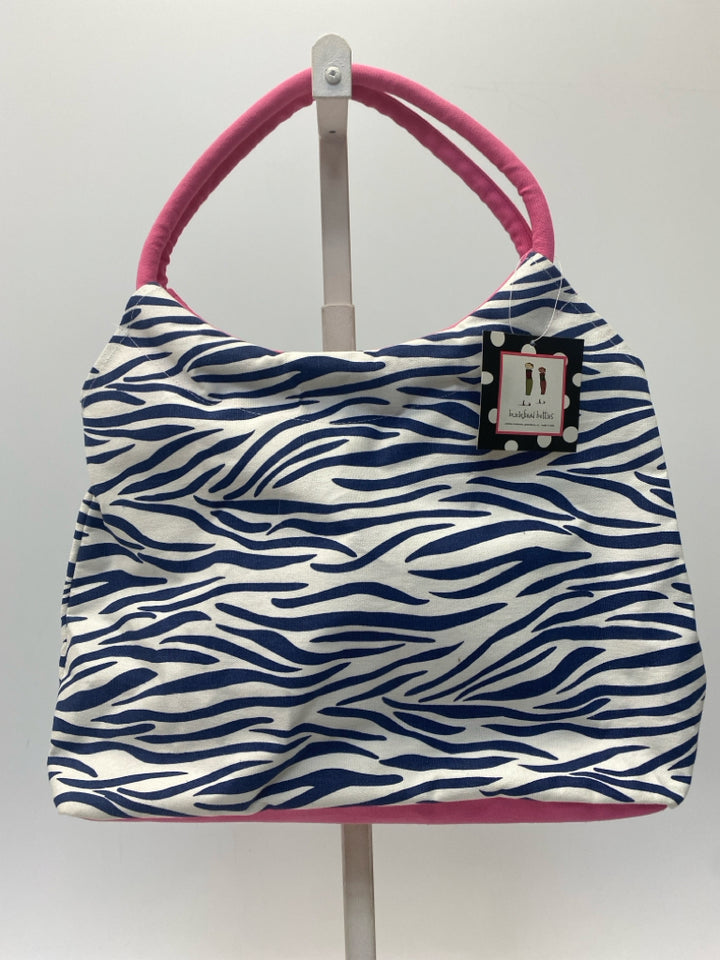 NWT Buckhead Betties Blue/White Pink Trimmed Animal Print Tote Bag
