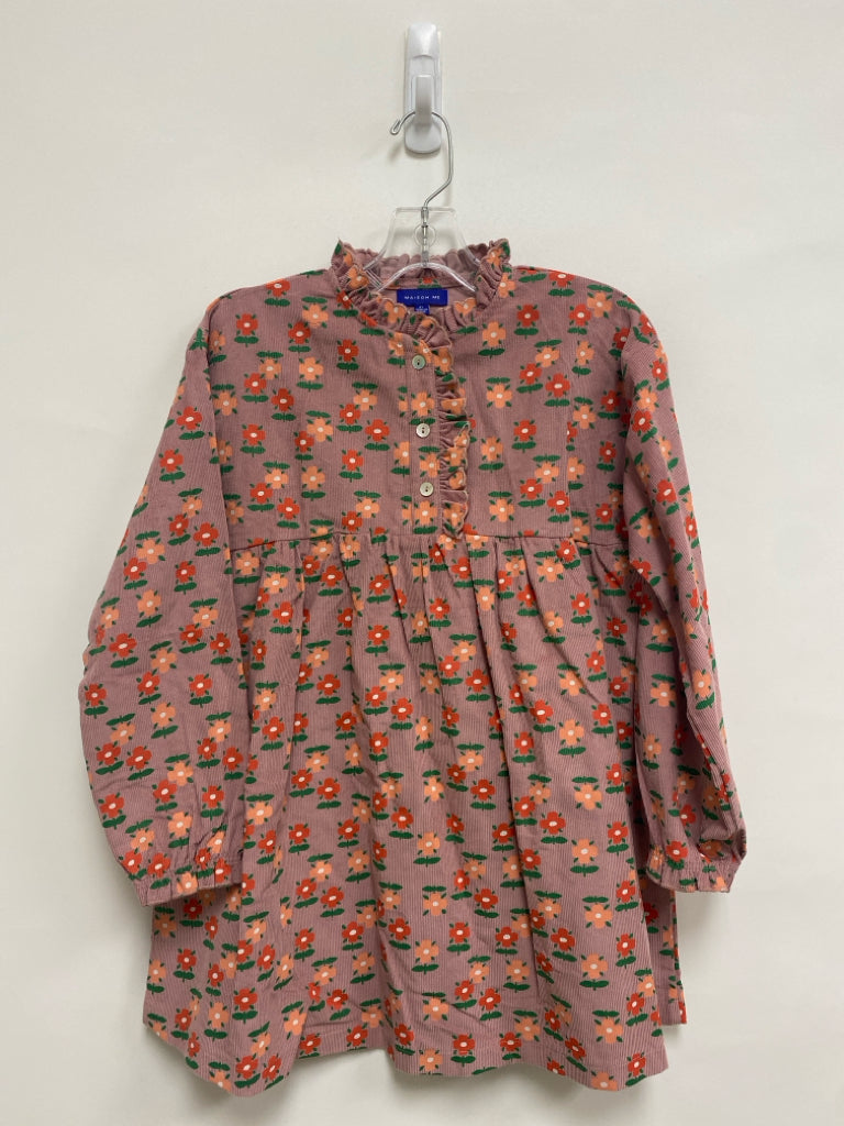 SIZE 8 Mauve Coral/Red Flowers Corduroy Girl&