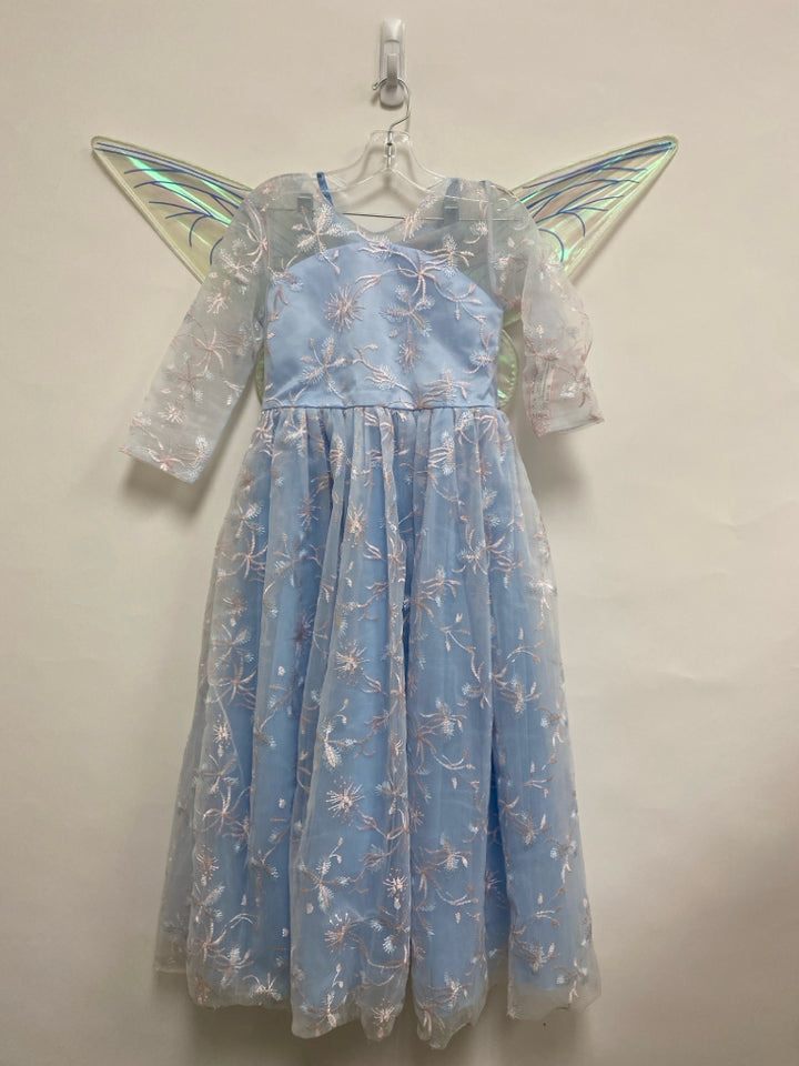 SIZE 10 Powder Blue Pink/White Embroidered Tulle Girl&