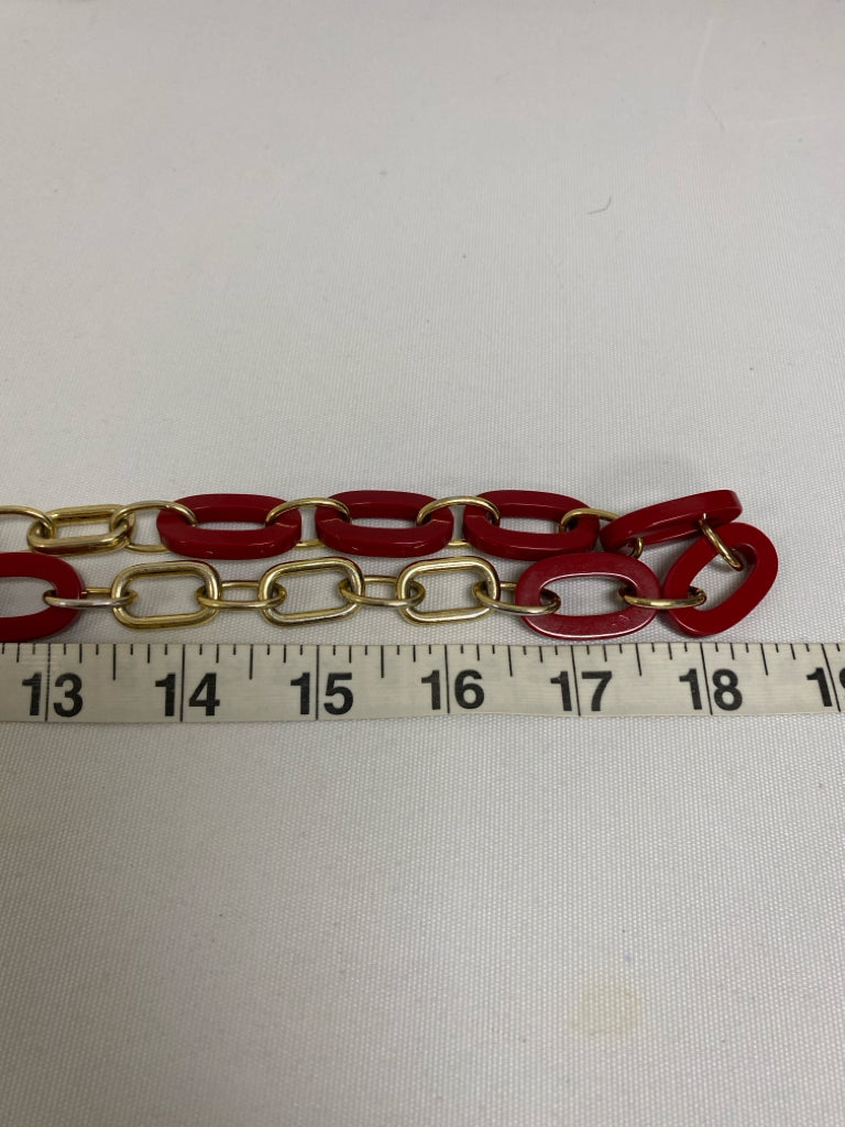 Talbots Gold Color Red Shapes Necklace