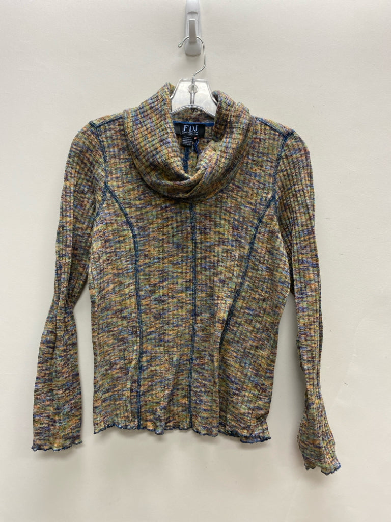 French Dressing Size XS Peach Green/Blue Mottled Cowl Neck Ladies Sweater