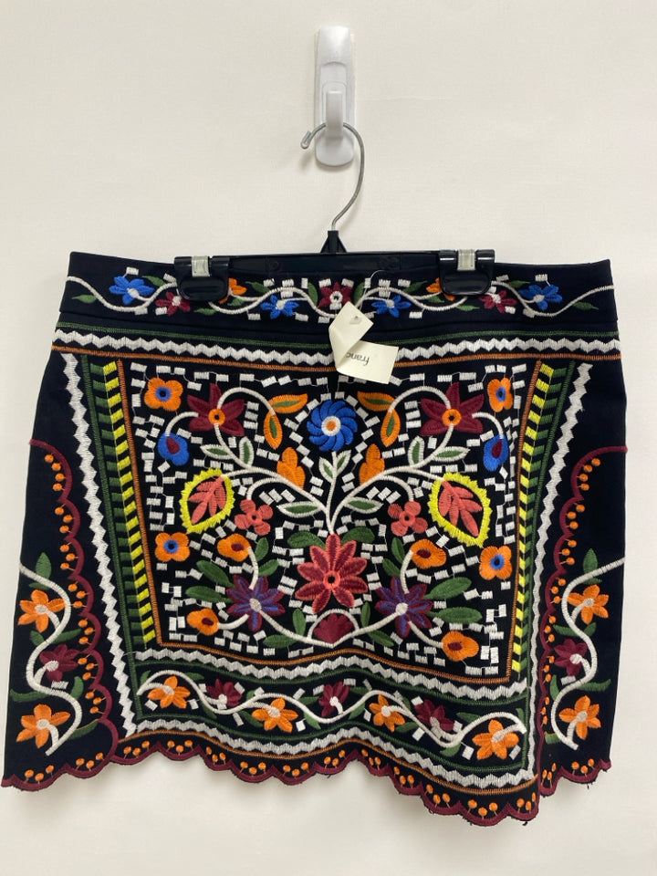 NWT Size XL Black Multi Color Embroidered Ladies Skirt