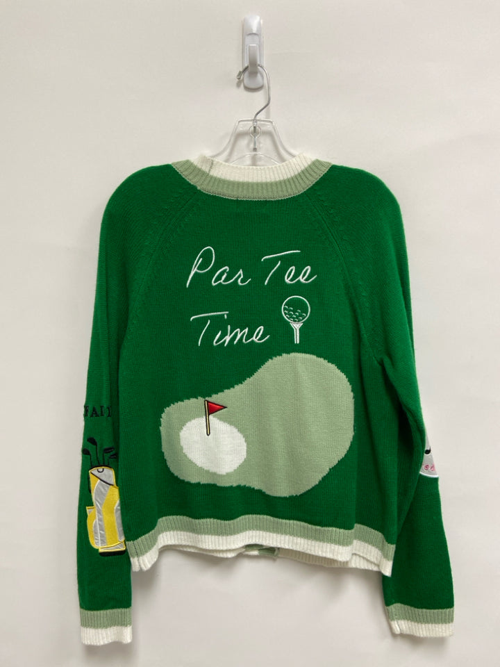 NWT Fate Size S Green Multi Color Golf Cardigan Ladies Sweater