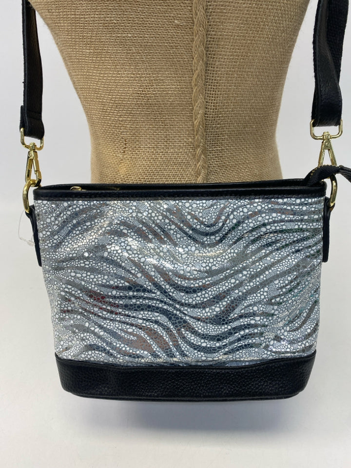 Silver Black Metallic Crossbody