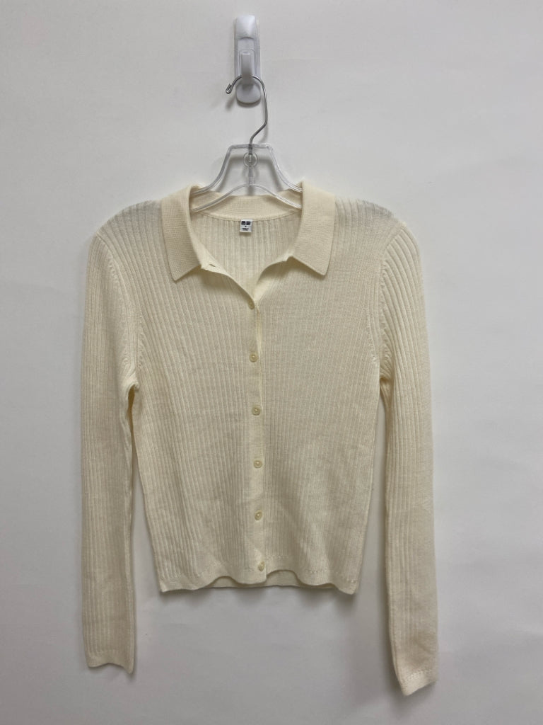 UNIQLO Size S Ivory Ribbed Cardigan Ladies Sweater