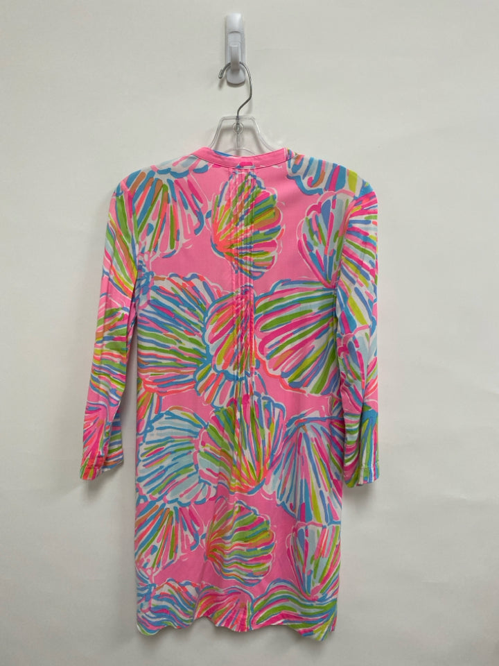 LILLY PULITZER Size S Pink/Blue White/Green Shells Pleats Ladies Dress