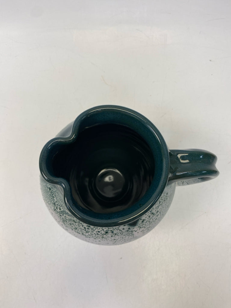 White Dark Green Speckles Pottery Pitcher