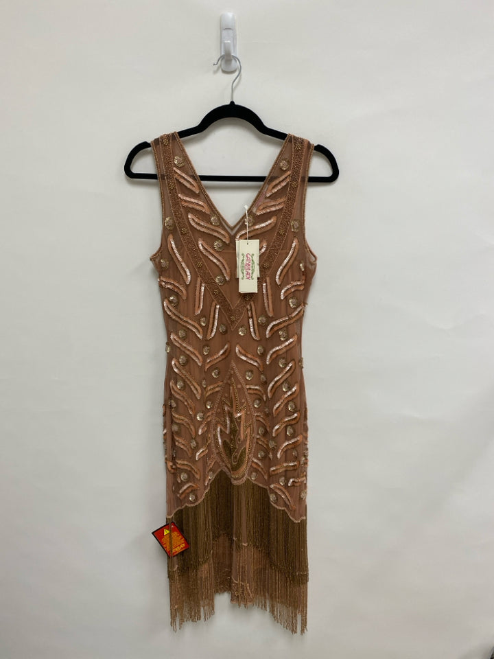 NWT Size 8 Pink Gold Color Flowers Beaded Ladies Dress