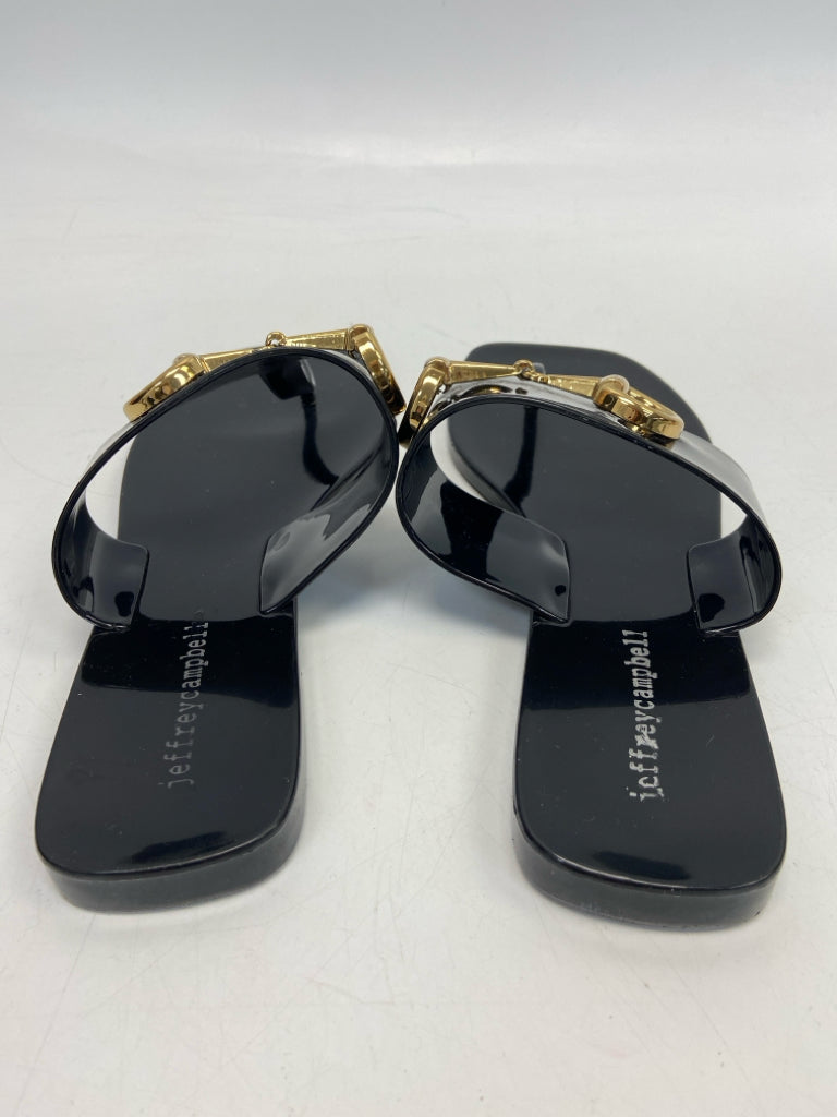 Jeffrey Campbell  Size 9 Black Gold Accent(s) Jelly Sandals