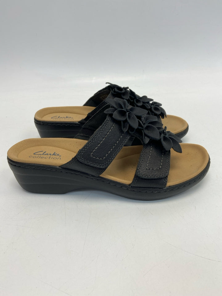 NWOT Clarks  Size 8.5 Black Rosette(s) Sandals