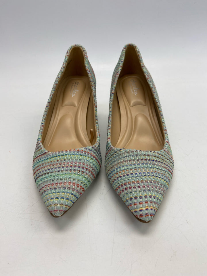 Size 6.5 Aqua Multi-Color Heels