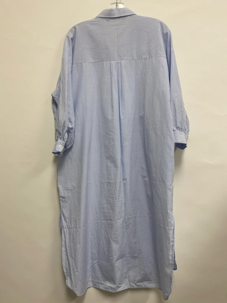 Zara Size M Powder Blue White Stripes Button Up Ladies Dress