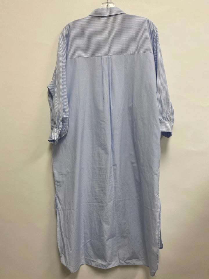 Zara Size M Powder Blue White Stripes Button Up Ladies Dress