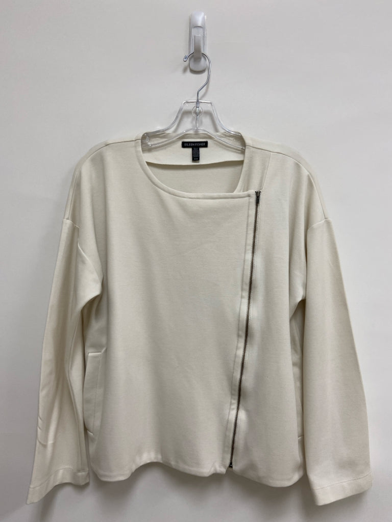 Eileen Fisher Size M Beige Zip Down Ladies Jacket