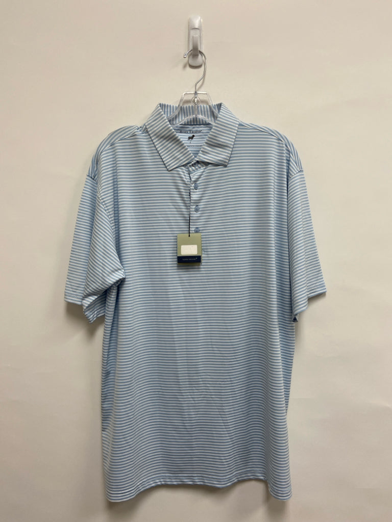 NWT Horn Legend Size L Powder Blue White Striped Polo Men&
