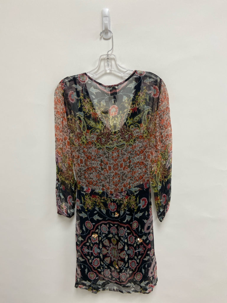NWT HD in Paris Size S Black/Cream Orange/Multi Assorted Print Ladies Dress