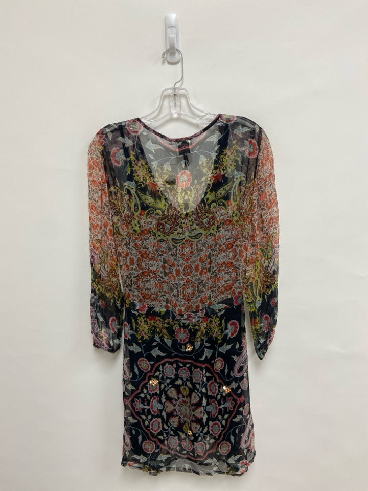 NWT HD in Paris Size S Black/Cream Orange/Multi Assorted Print Ladies Dress