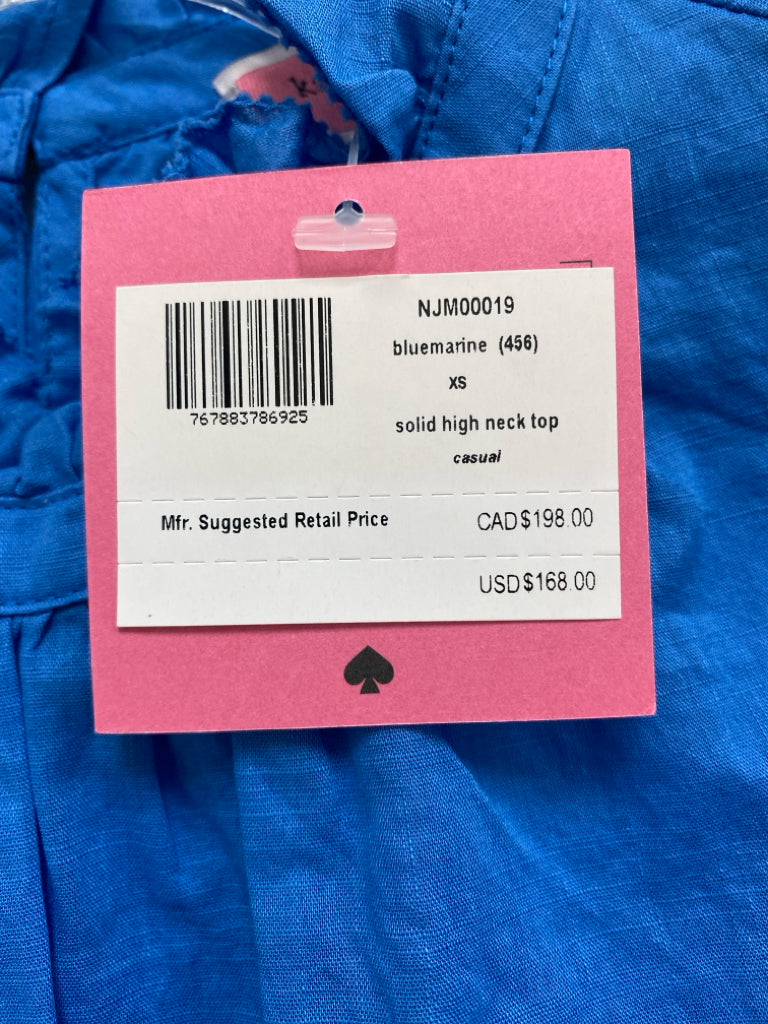 NWT Kate Spade Size XS Blue Ruffles Ladies Top