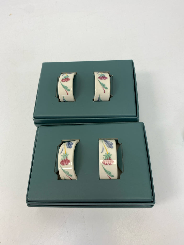 Lenox White Multi Color Ceramic Napkin Rings