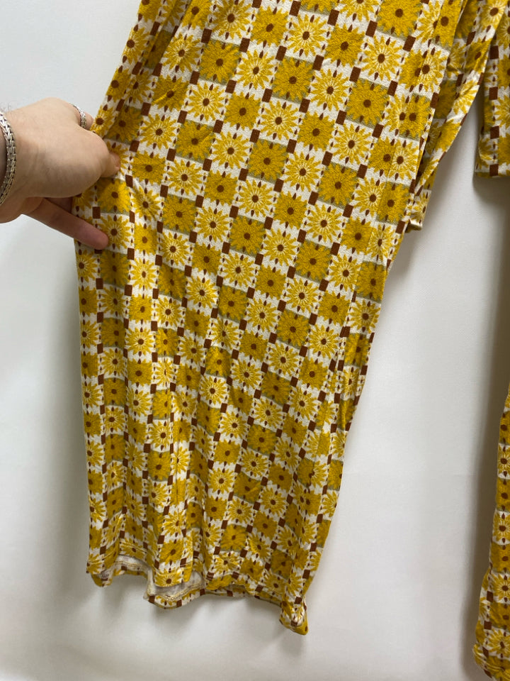 Free People Size L Yellow White/Brown Sunflower Sleeveless Ladies Jumpsuit