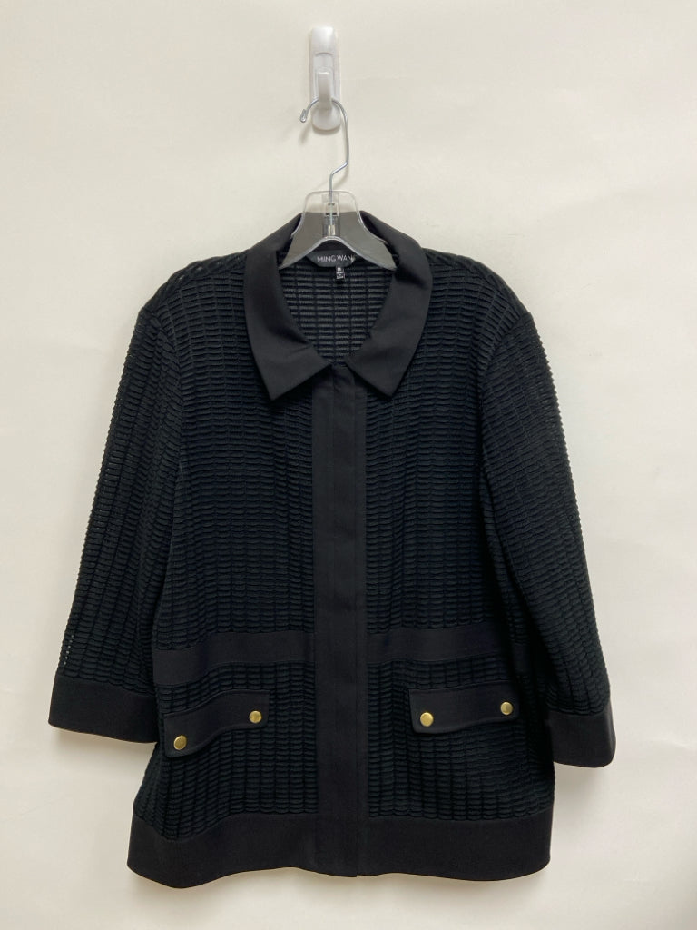 Ming Wang Size M Black Texture 3/4 Sleeve Ladies Jacket