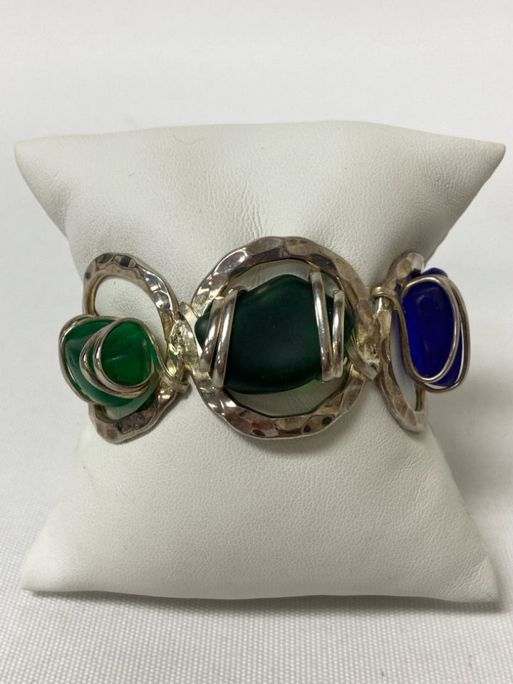 Silver Blue/Green Bracelet