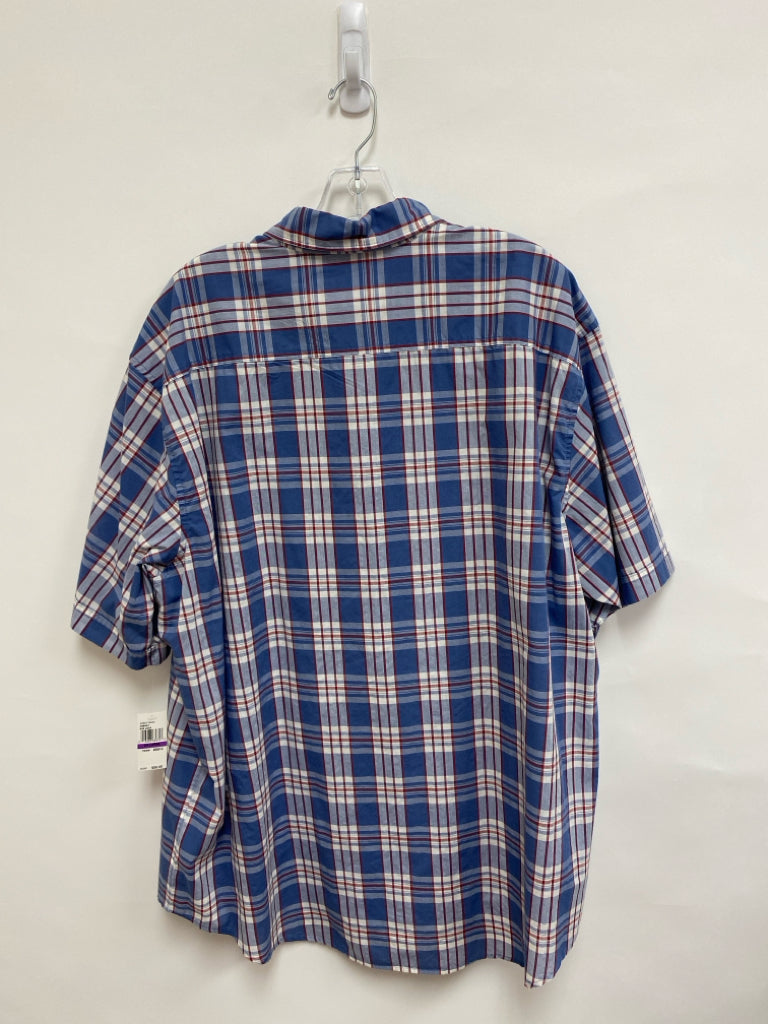 NWT Arrow Size XXL Blue White/Red Plaid Button Up Men&