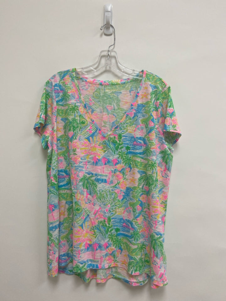 Size XL Green/Blue Pink/Yellow Ladies Top