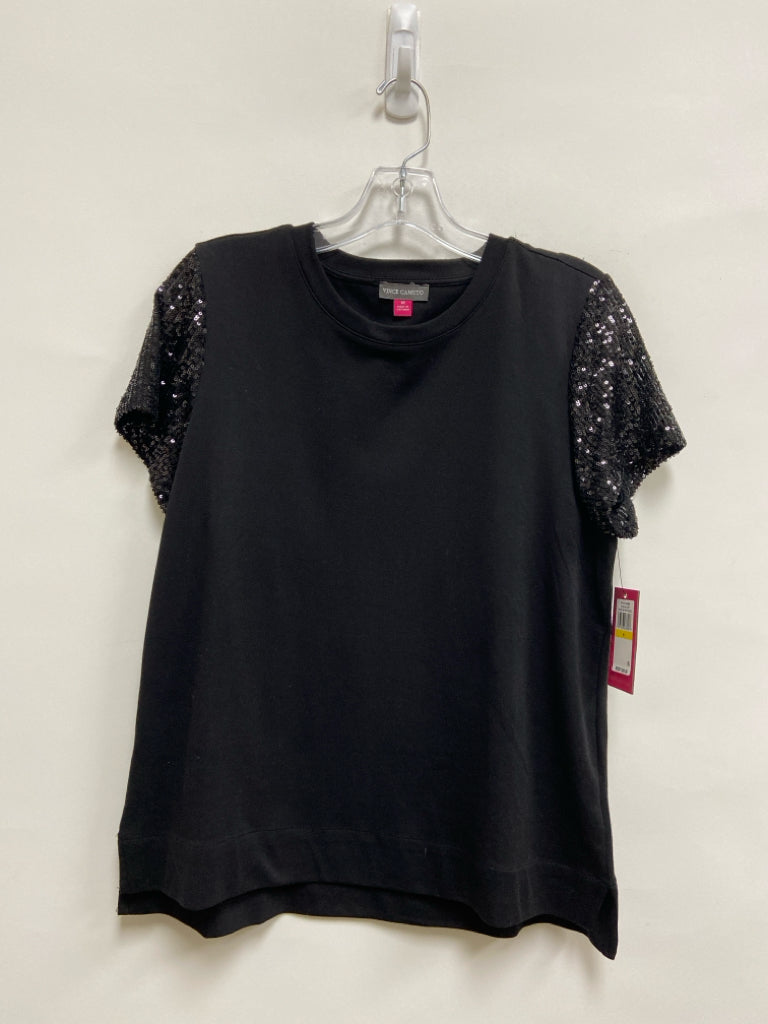 NWT VINCE CAMUTO Size M Black Trimmed Sequins Ladies Top