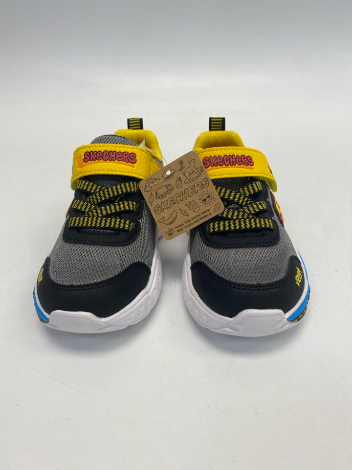 NWT Skechers SIZE 9 Gray/Blk Yellow/Multi Construction Boy&