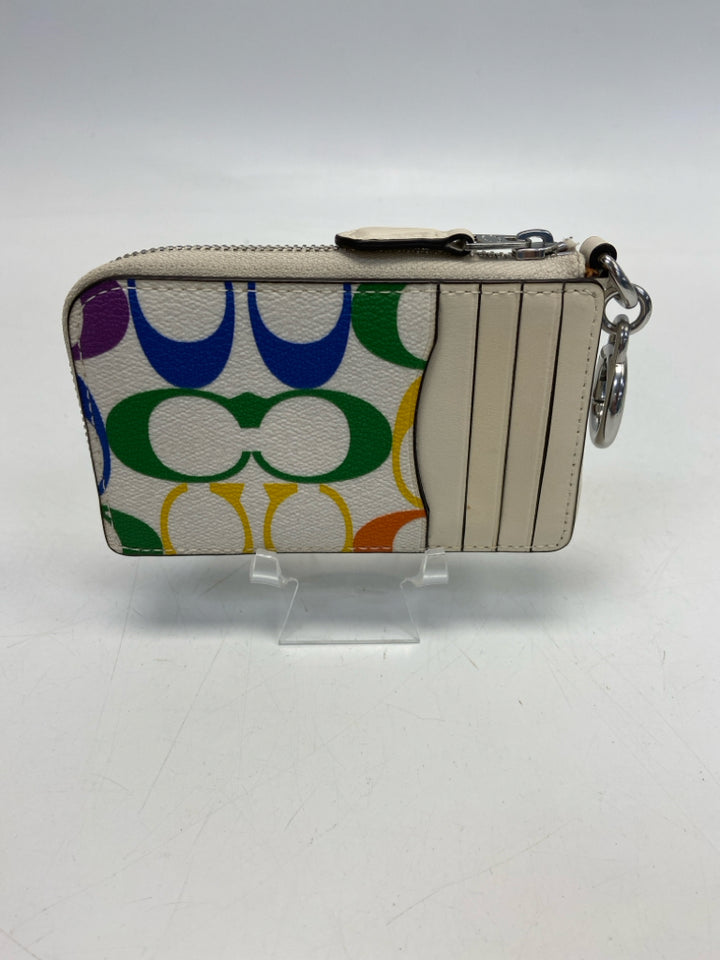 Coach Cream Multi Color Signature Keychain