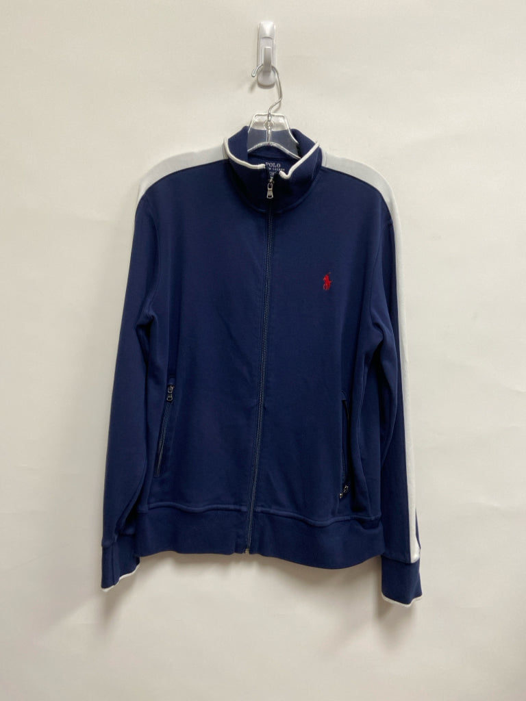 Polo Size M Navy White Trimmed Zip Down Men&
