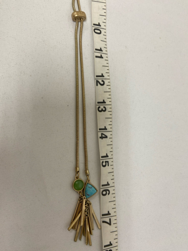 Kenneth Cole Gold Color Turquoise Shapes Necklace
