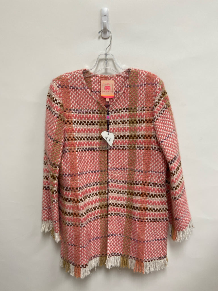 NWT VILAGALLO Size M Coral/White Beige Woven Ladies Jacket