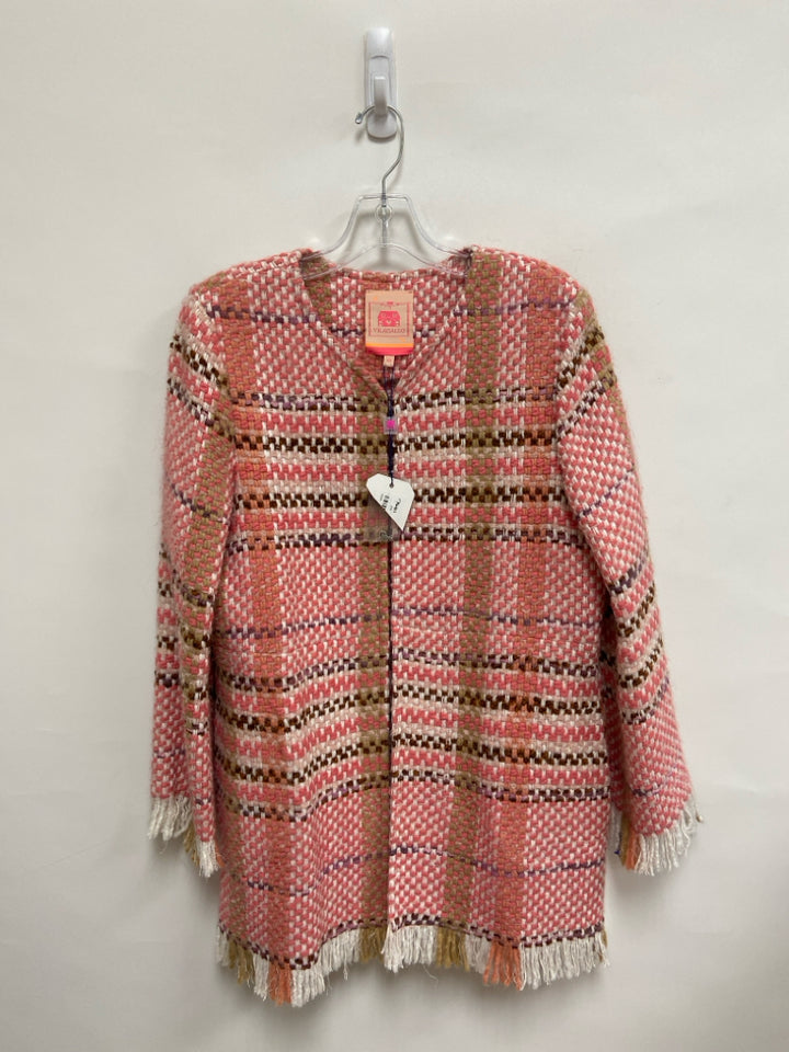 NWT VILAGALLO Size M Coral/White Beige Woven Ladies Jacket