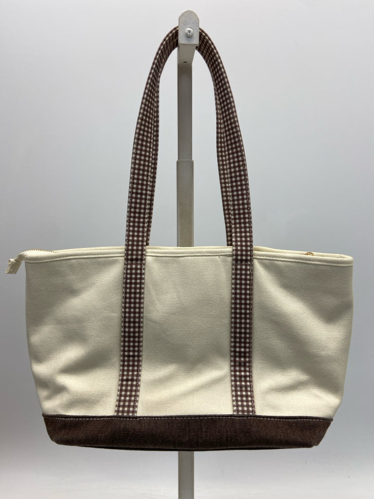 Nanette Lepore Cream Brown Canvas Tote Bag