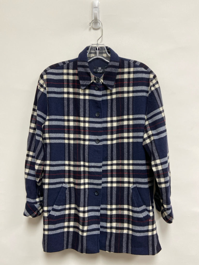 Basler Size 8 Navy/Cream Plaid Button Up Wool Blend Ladies Jacket