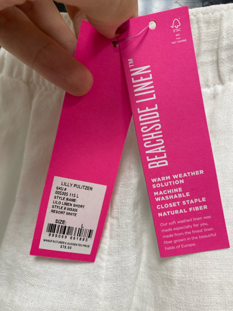 NWT LILLY PULITZER Size L White Linen Ladies Shorts