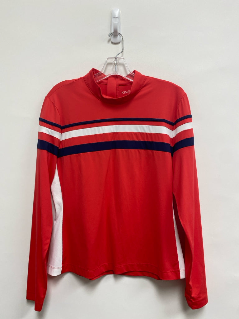 Size L Red White/Navy Striped Long Sleeve Athletic Top
