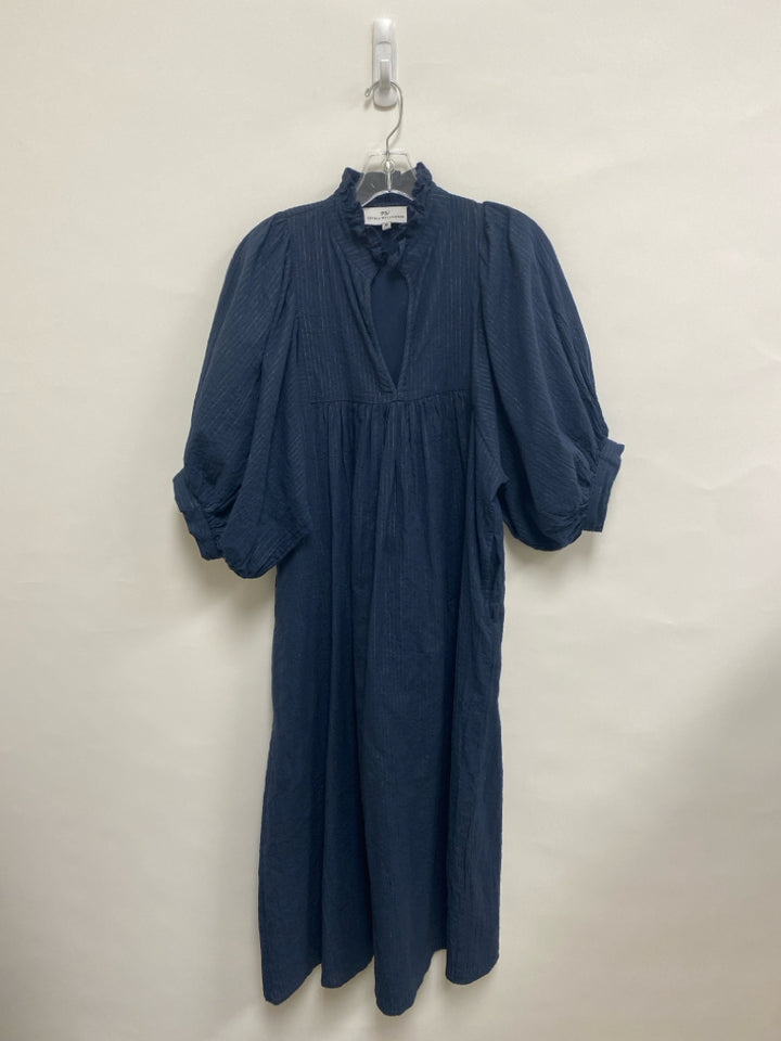 Never a Wallflower Size M Navy Gold Cotton Ladies Dress