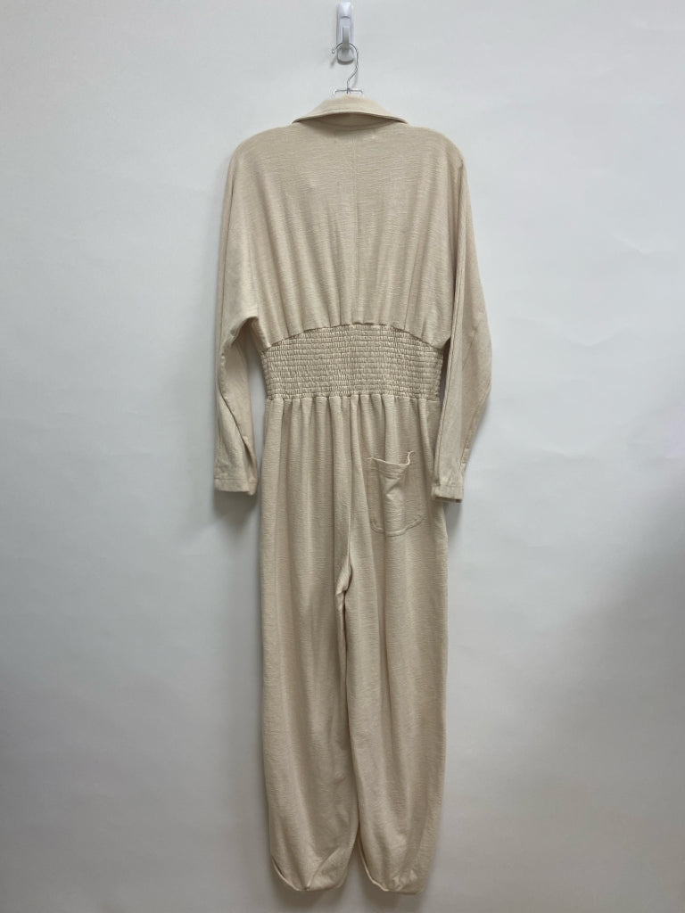 NWT Free People Size S Cream Texture V Neck Ladies Jumpsuit