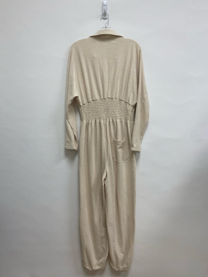 NWT Free People Size S Cream Texture V Neck Ladies Jumpsuit