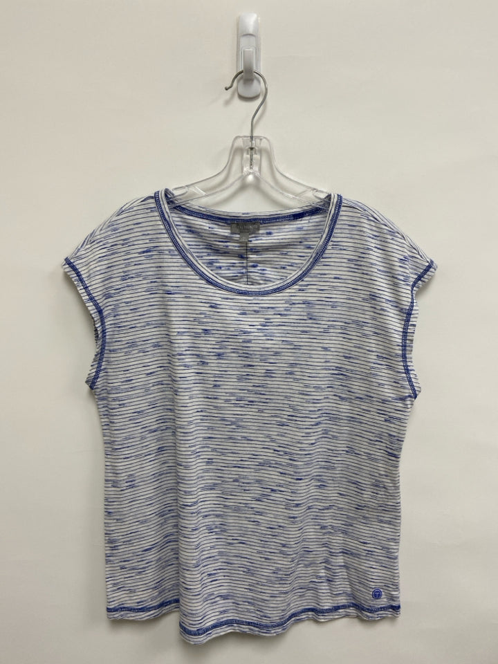 Talbots Size LP White Blue Stripes Sleeveless Petite Top