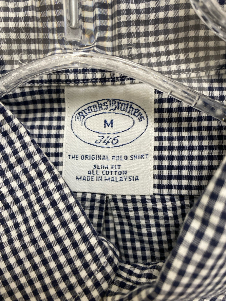 Brooks Brothers Size M Navy White Checkered Button Up Men&