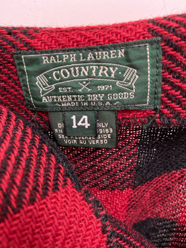 NWT Ralph Lauren Size 14 Red/Black Buffalo Check Wool Ladies Skirt
