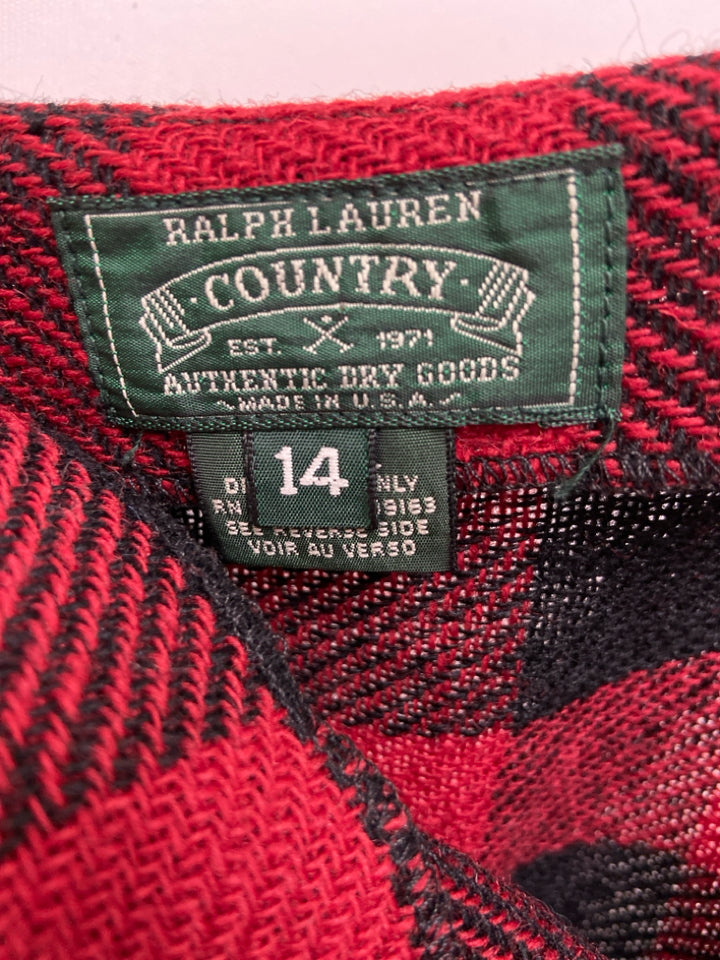 NWT Ralph Lauren Size 14 Red/Black Buffalo Check Wool Ladies Skirt
