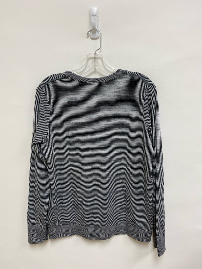 Lululemon Size 8 Black/Gray Stripes Long Sleeve Athletic Top