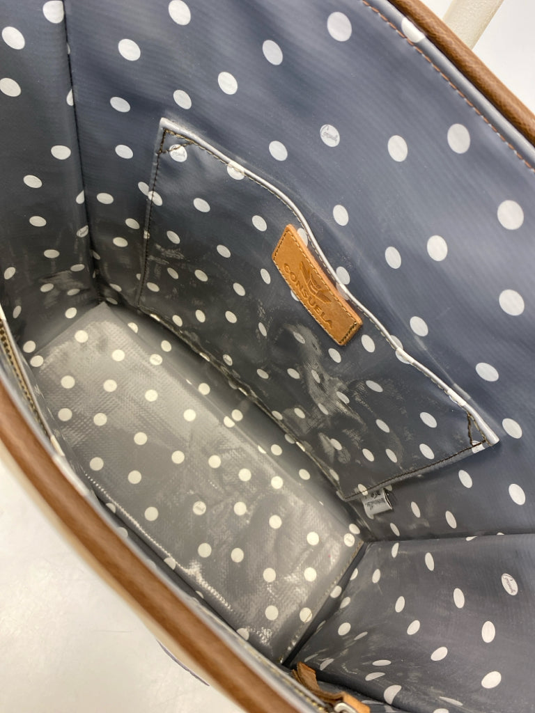 Consuela Champagne Slate Blue Floral Tote Bag